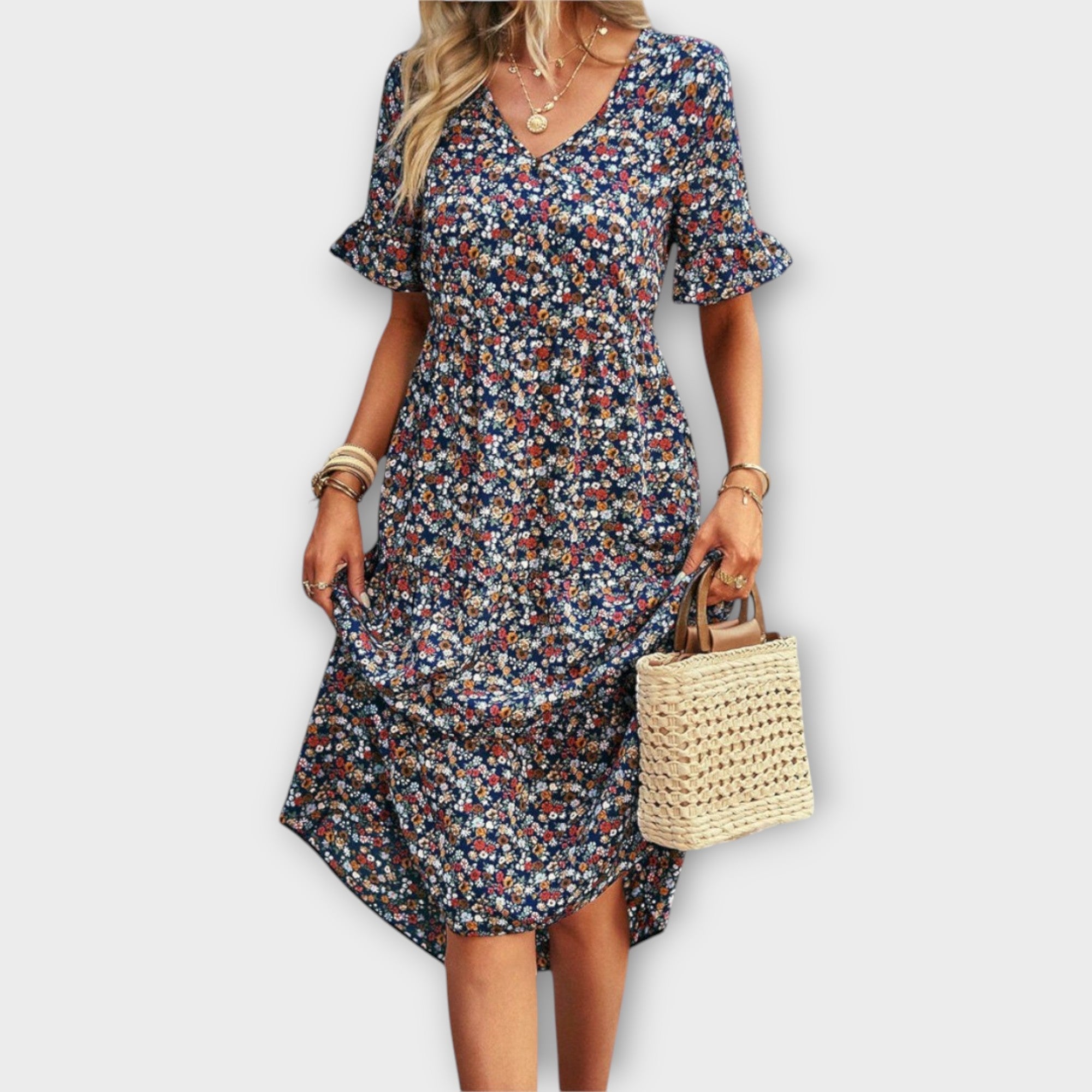 Maison Bonnetterie™ | Robe mi-longue Summer Blossom 