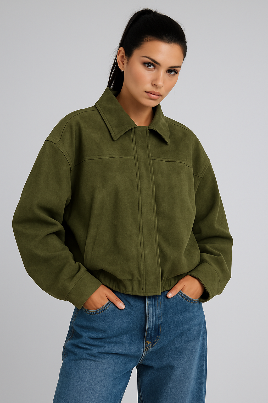 Maison Bonneterie™ | Blouson aviateur Lumière en faux suède