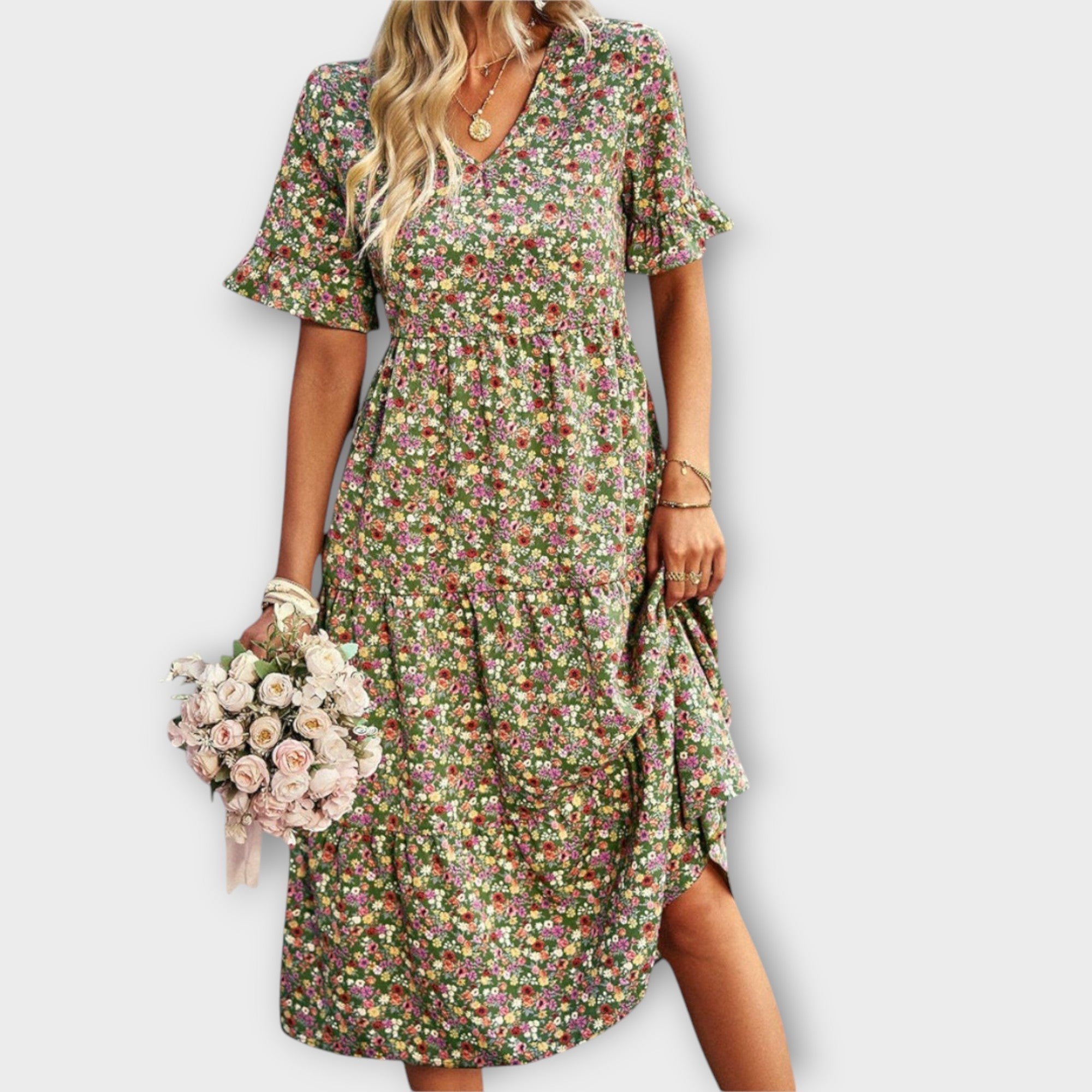 Maison Bonnetterie™ | Robe mi-longue Summer Blossom 