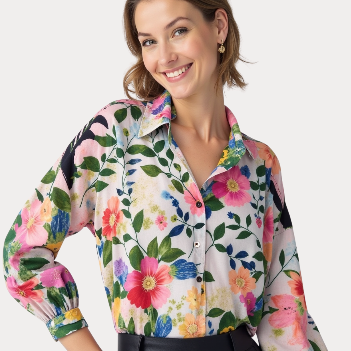 Maison Bonnetterie™ | Chemisier fleuri lilas