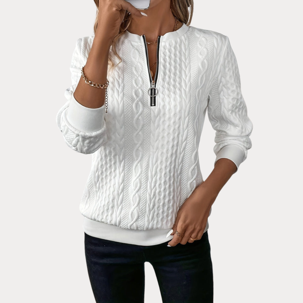 Maison Bonnetterie™ | Pull tricoté Rike avec fermeture éclair